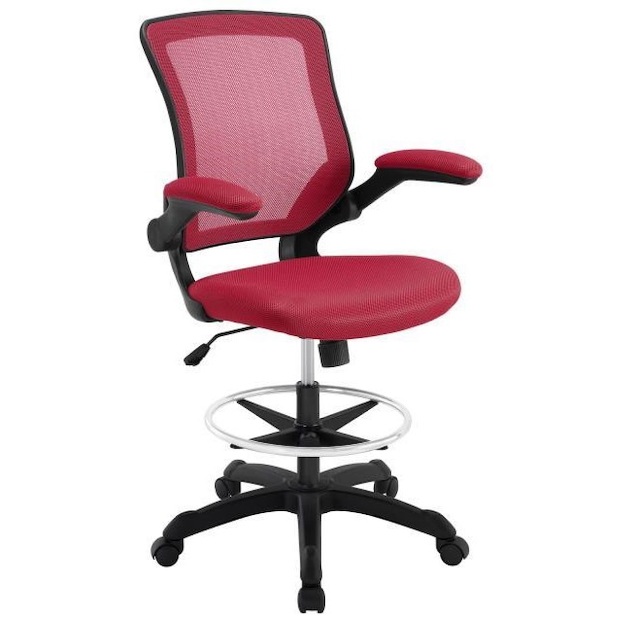 Modway Home Office Veer Drafting Chair In Red
