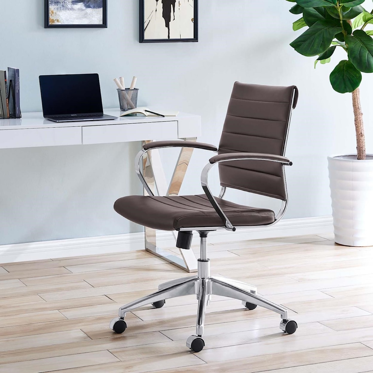 Modway Home Office Jive Mid Back Office Chair In Brown