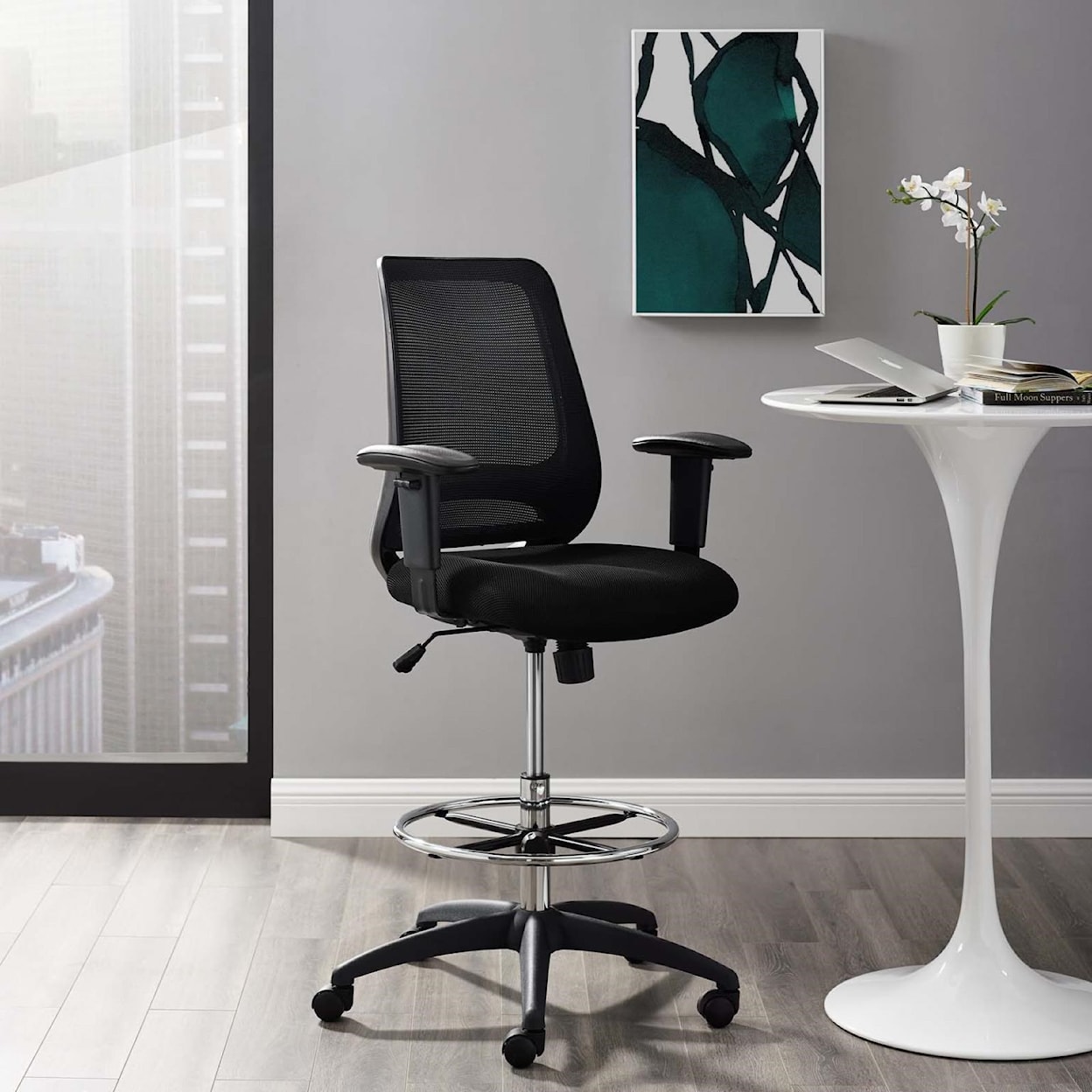 Modway Home Office Forge Mesh Drafting Chair In Black