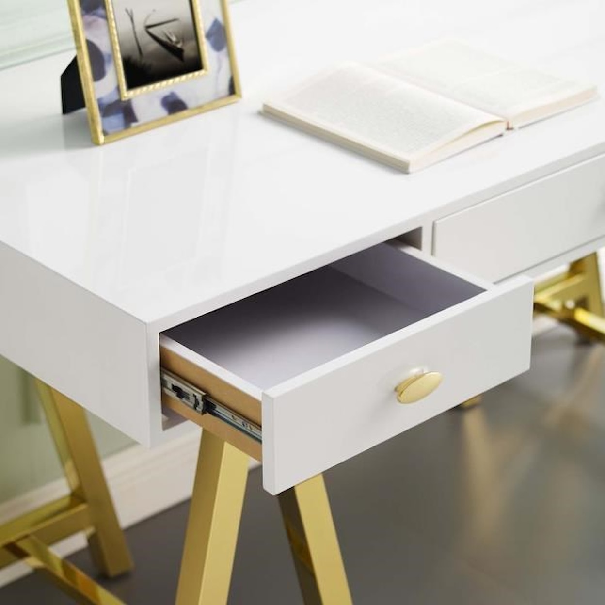 Modway Home Office Jettison Office Desk In Gold White