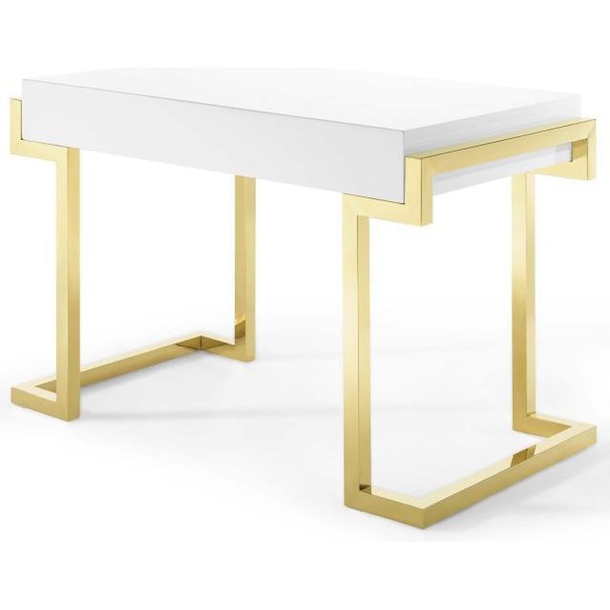 Modway Home Office Ring Office Desk In Gold White