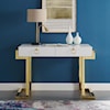 Modway Home Office Ring Office Desk In Gold White