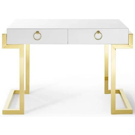 Ring Office Desk In Gold White