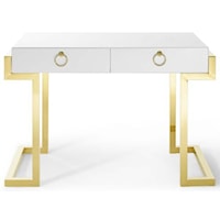 Ring Office Desk In Gold White