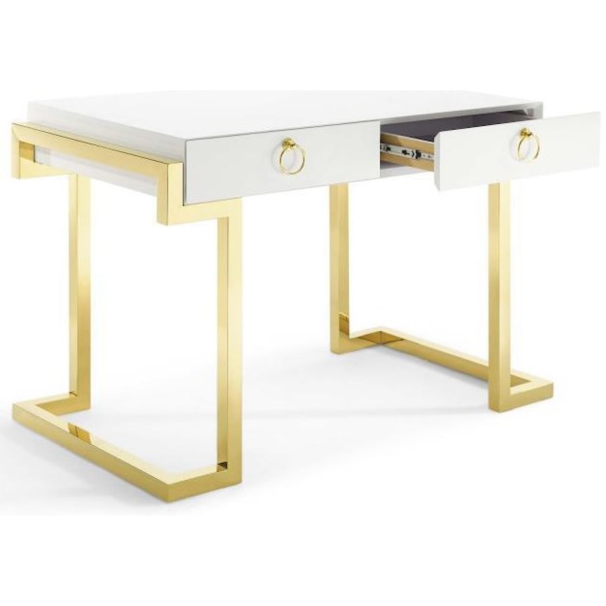 Modway Home Office Ring Office Desk In Gold White