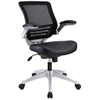 Edge Leather Office Chair In Black