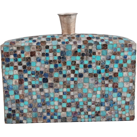 Azul Mosaic Vase Low