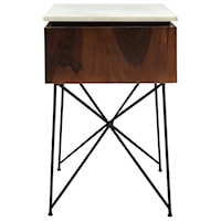 Contemporary 1-Drawer Nightstand with White Marble Top