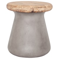 Contemporary Outdoor Stool with Solid Wood Seat