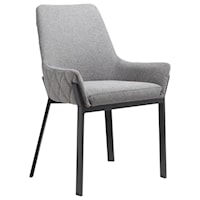 Contemporary Dining Arm Chair with Quilting and Metal Legs
