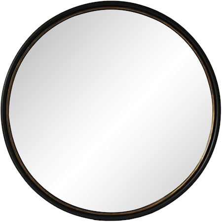 Sax Round Mirror with Brushed Gold Trim