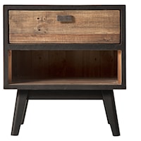 Rustic Industrial Two Tone Solid Wood Nightstand