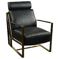 Contemporary Gold Finished Leather Accent Chair