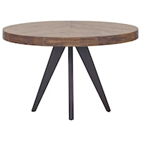 Rustic Round Dining Table with Solid Acacia Wood Top