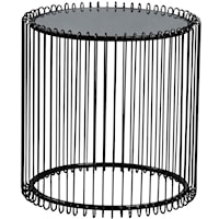 Round Metal and Glass End Table