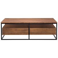 Industrial 2-Drawer Coffee Table with Iron Frame