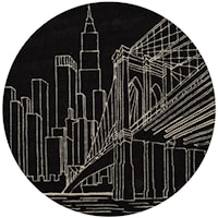 Brooklyn Bridge 5' X 5' Round Rug - Black