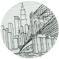 Brooklyn Bridge 5' X 5' Round Rug - Ivory