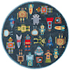 Momeni Lil Mo Whimsey Robots 5' X 5' Round Rug - Steel Blue
