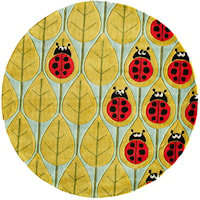 Ladybug Family 5' X 5' Round Rug - Lady Bug Red