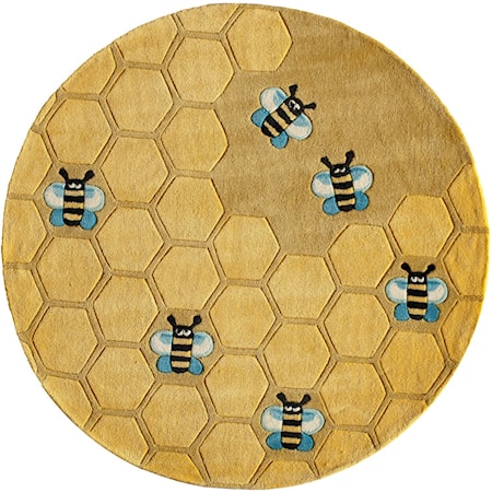 Honeycomb Gold 5' X 5' Round Rug - Honeycomb