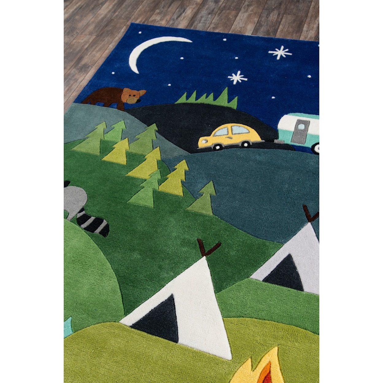 Momeni Lil Mo Whimsey Camping 5' X 5' Round Rug - Blue