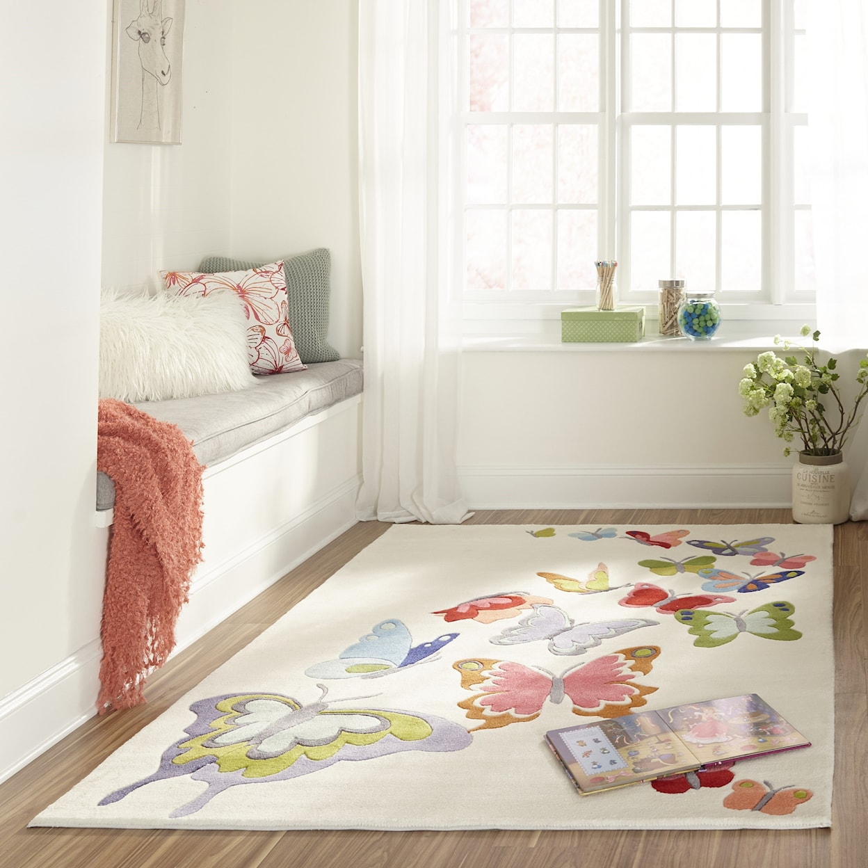 Momeni Lil Mo Whimsey Butterfly Flutter 4' X 6' Rug - Ivory