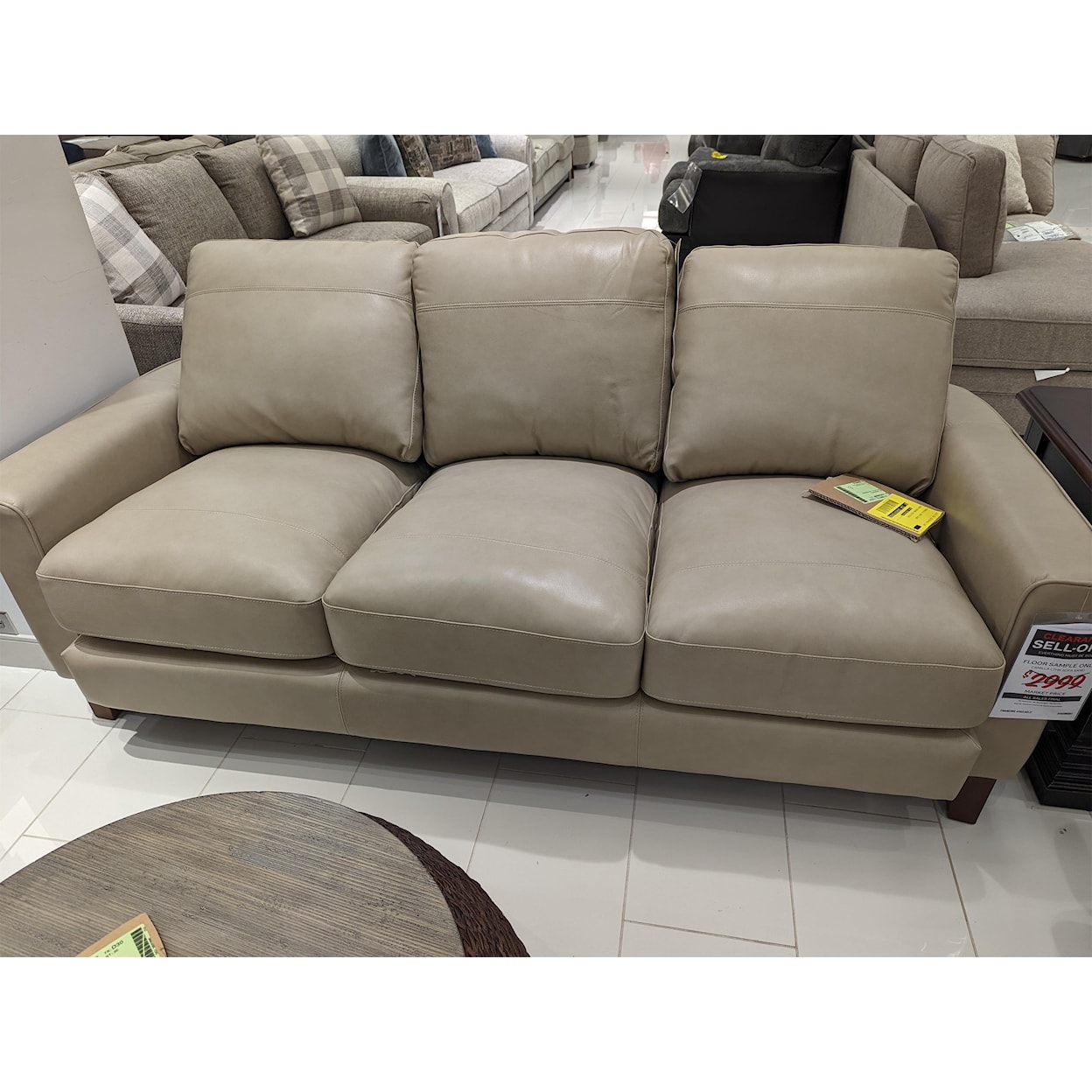 Morris Outlet Clearance and Closeouts Fairfield Commons Mall Last One! Leather Sofa!