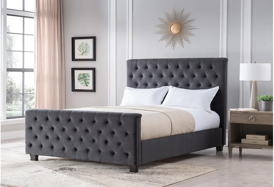 Michelle Charcoal King Size Upholstered Bed by Mount Leconte Furniture at Darvin Furniture