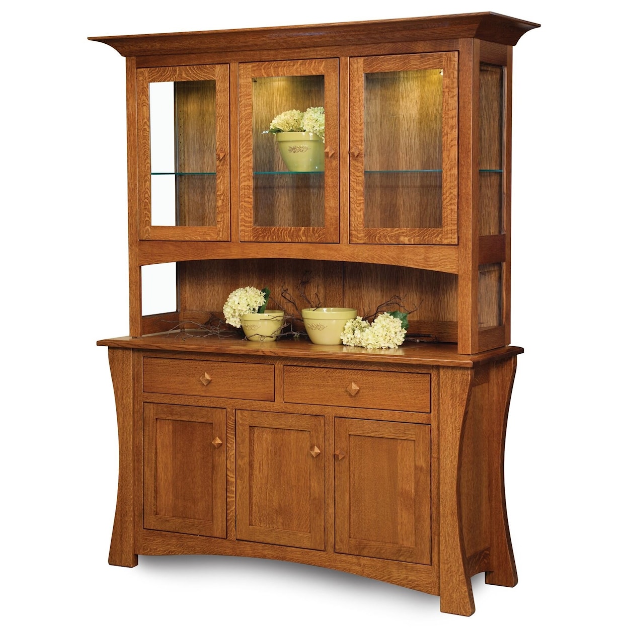 Custom Amish Arts & Crafts Customizable Solid Wood China Cabinet