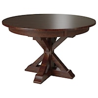 Customizable Solid Wood X-Base Single Pedestal Dining Table with Leaf Options
