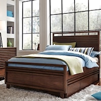 Contemporary Full Panel Bed with Three Storage Drawers
