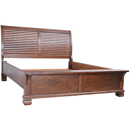 Queen Solid Wood Louver Bed