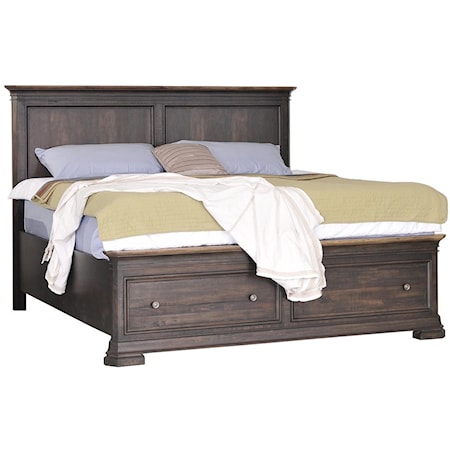 King Panel Bed with Storage Footboard