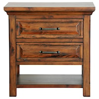 Rustic Night Stand with 2 Fully Extendable Drawers