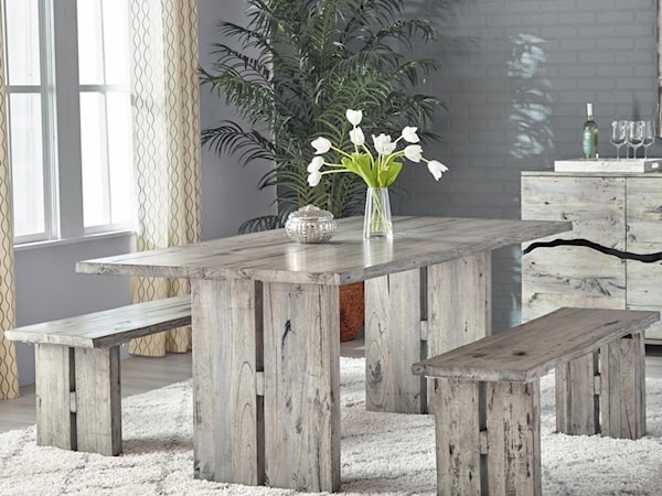 Dining Table and Bench Set