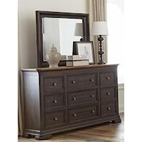 Traditional 9-Drawer Dresser and Mirror Set