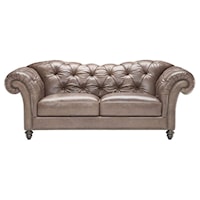 Traditional Chesterfield Leather Sofa with Nailhead Trim