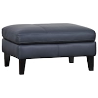 Leather Cocktail Ottoman with Tapered Legs