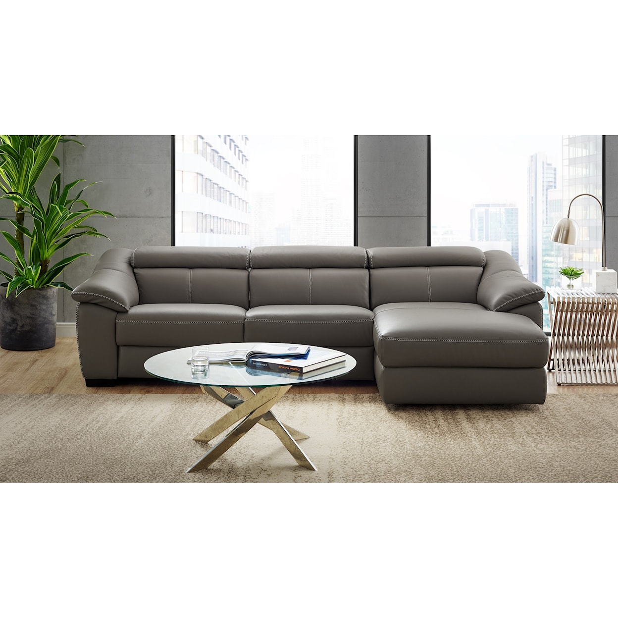 Natuzzi Editions 100% Italian Leather 3-Piece Power Reclining Sectional