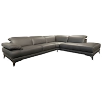 Contemporary 3 Piece RAF Chaise Sectional with Adjustable Headrest