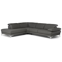 Contemporary 3 Piece LAF Chaise Sectional with Adjustable Headrest