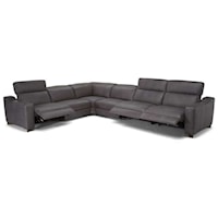 Contemporary Power Reclining Sectional Sofa with Adjustable Headrests