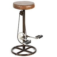 SPENCER BICYCLE BAR STOOL BROWN LEATHER/IRON