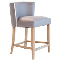 Charlie Counter Stool Natural / Grey Faux Leather with Sherling Welt