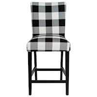 Sasha Counter Stool Matt Black / Black & White Gingham