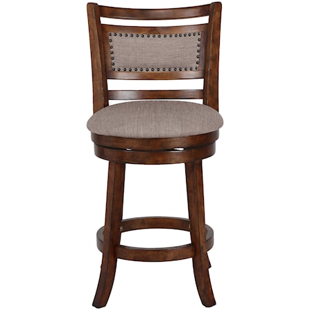 Casual Upholstered Counter Height Stool with Nailhead Trim