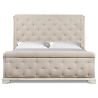 Relaxed Vintage Upholstered King Sleigh Bed