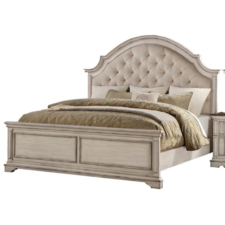 Relaxed Vintage California King Bed with Tufted Headboard