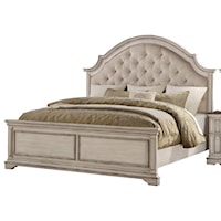 Relaxed Vintage Queen Bed with Tufted Headboard